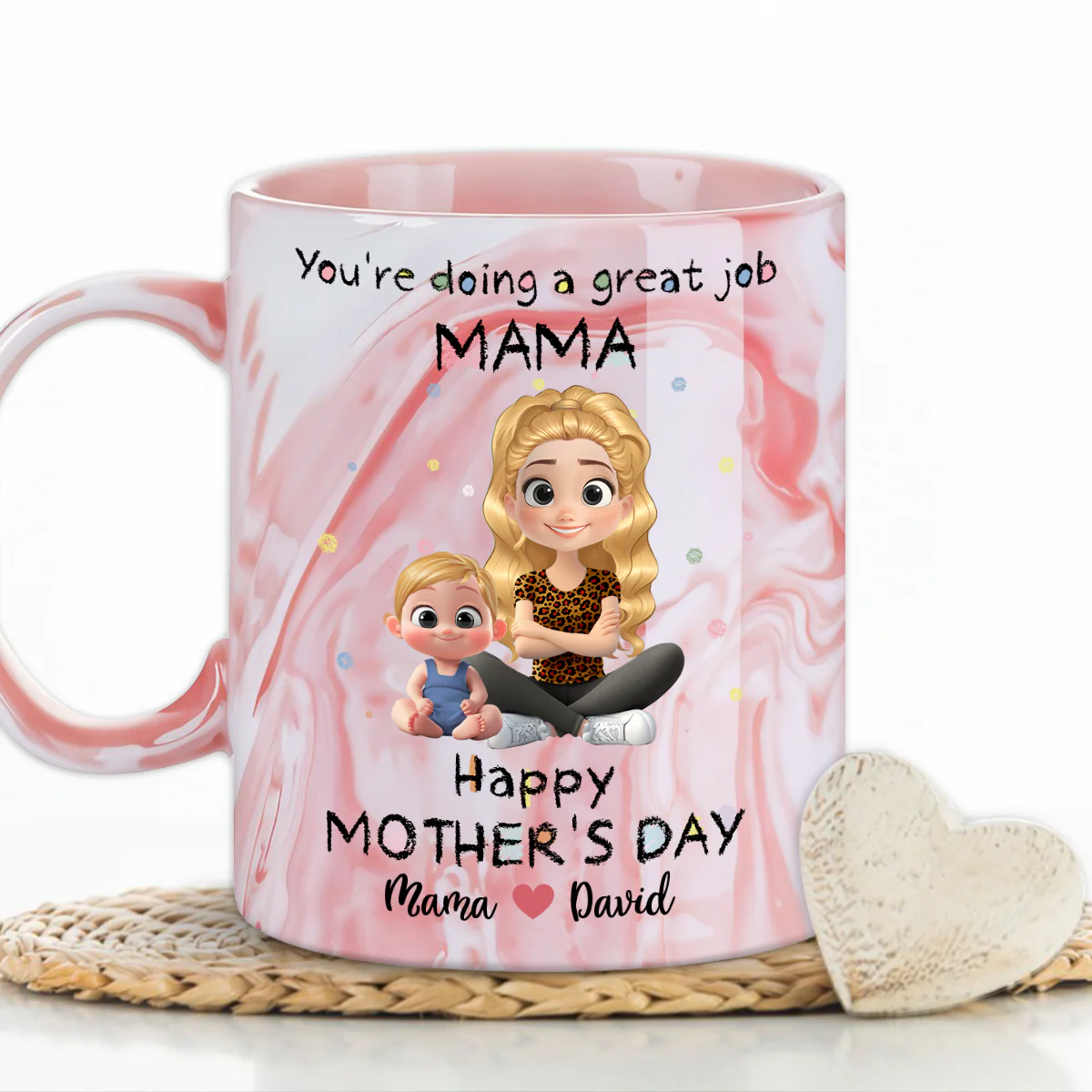 To My Mommy - Personalized Custom Pink Marble Mug - Image 4