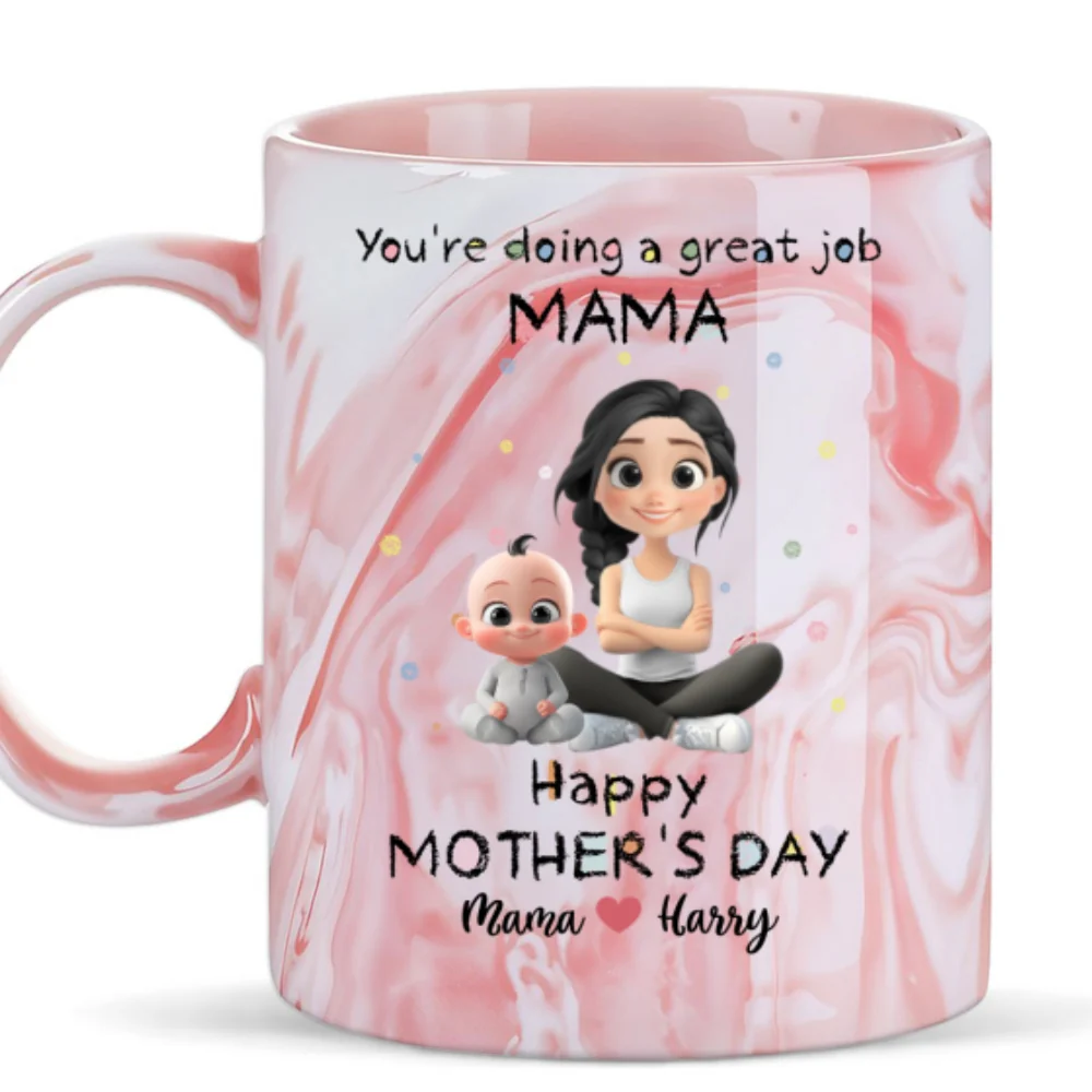 To My Mommy - Personalized Custom Pink Marble Mug - Image 6