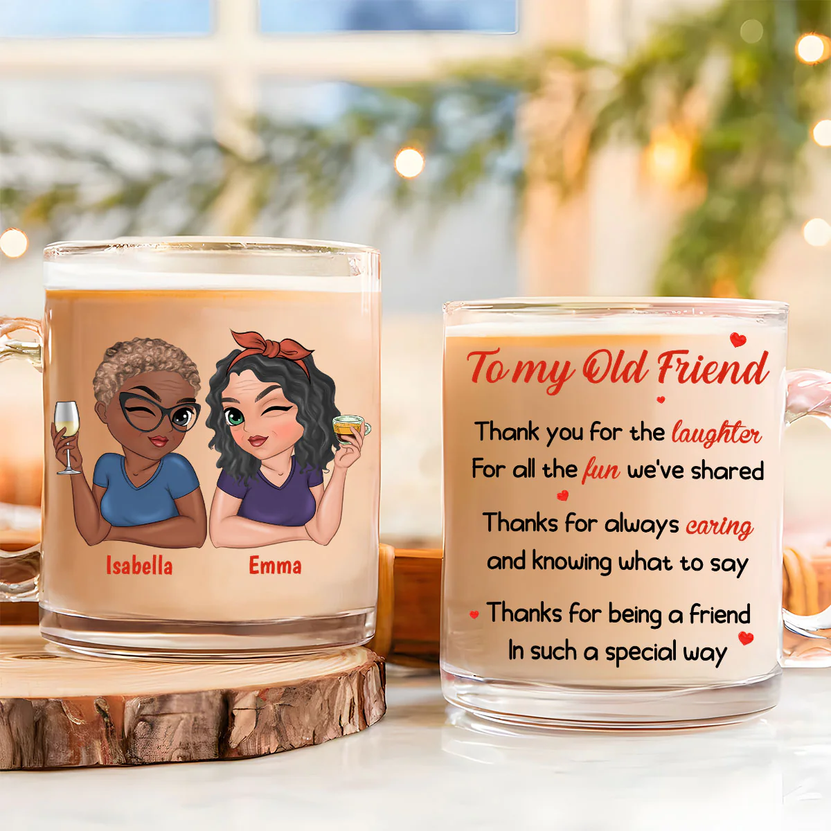 To My Old Friend - Personalized Custom Glass Mug - Image 2