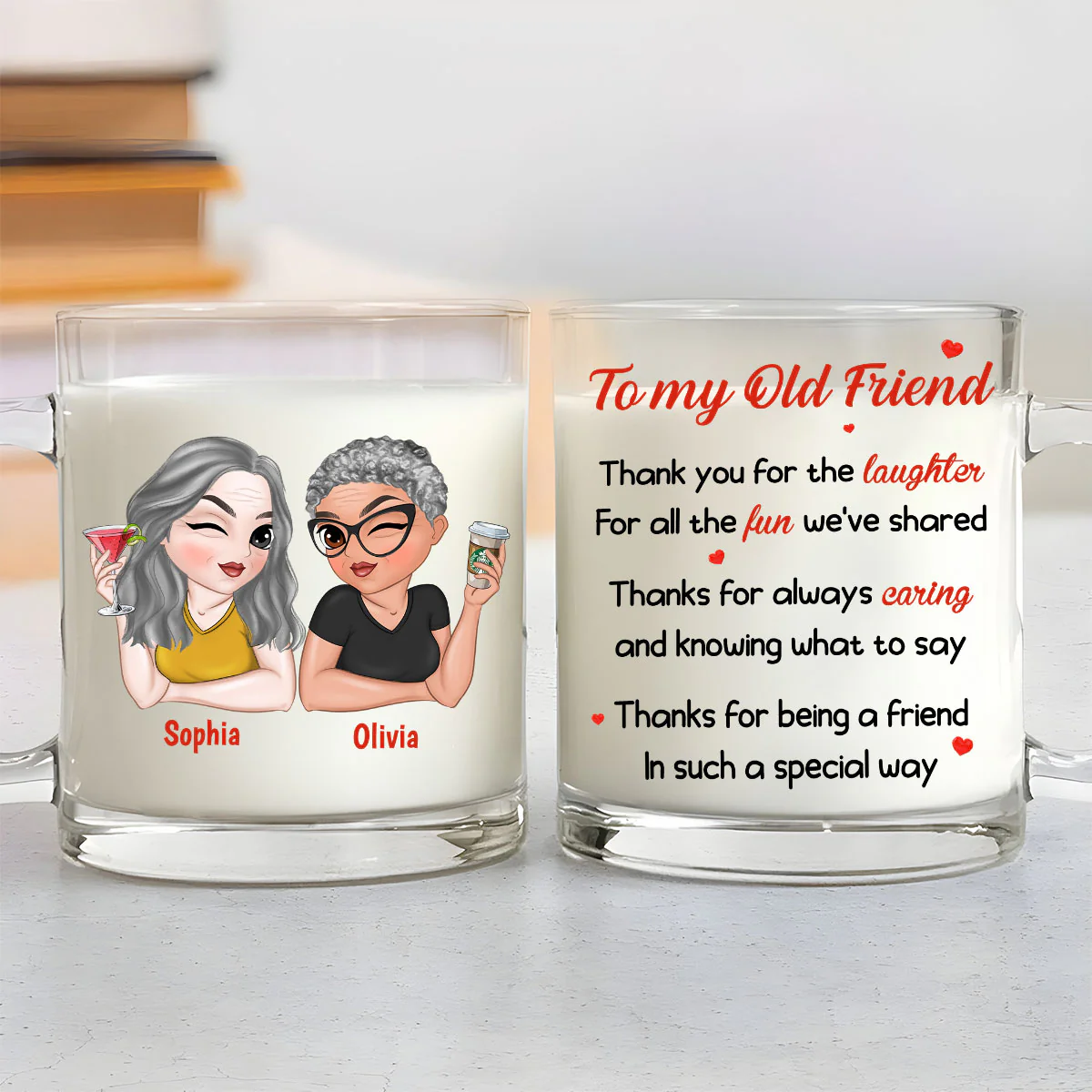 To My Old Friend - Personalized Custom Glass Mug - Image 3