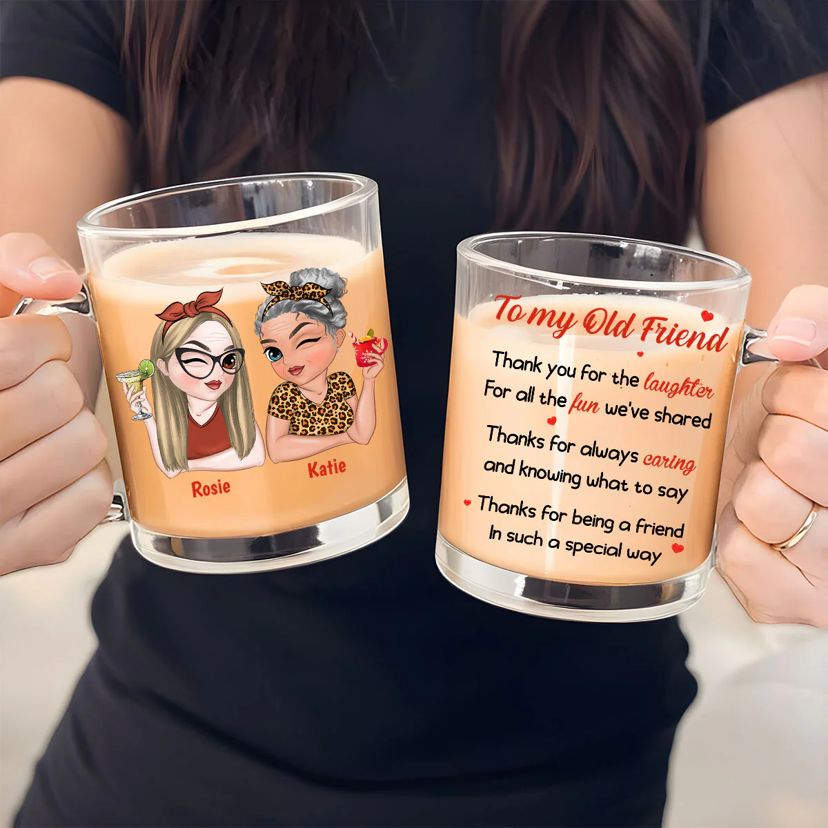 To My Old Friend - Personalized Custom Glass Mug - Image 4