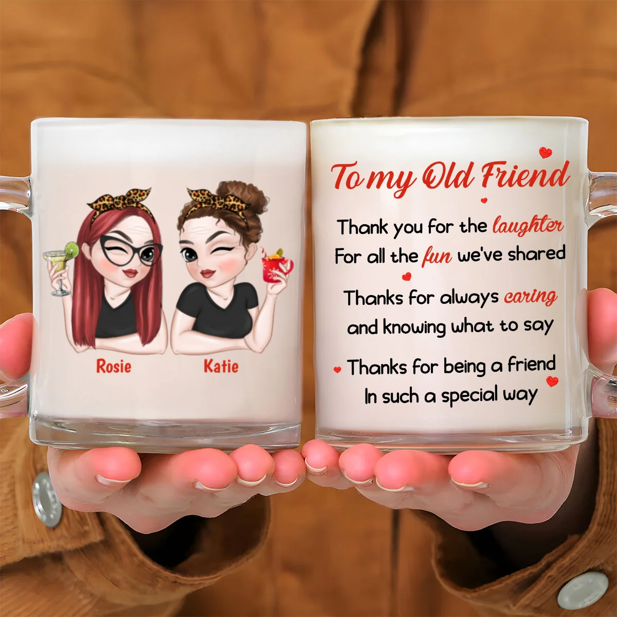 To My Old Friend - Personalized Custom Glass Mug - Image 6