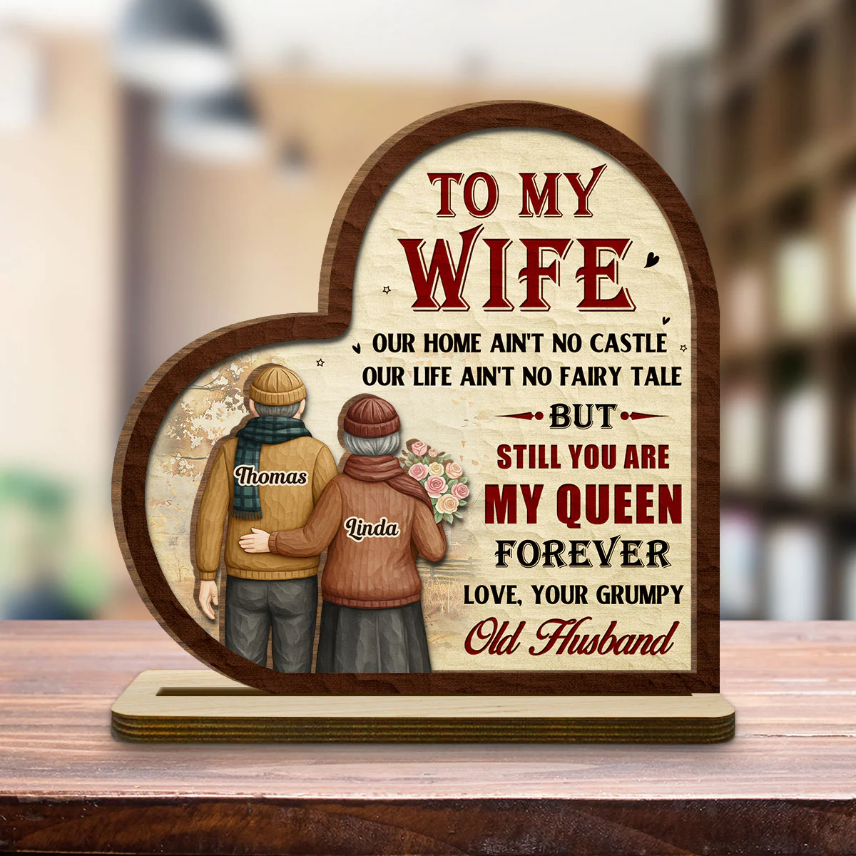 To My Queen 2 - Personalized Custom 2-Layer Wood Plaque With Flat Base - Image 4