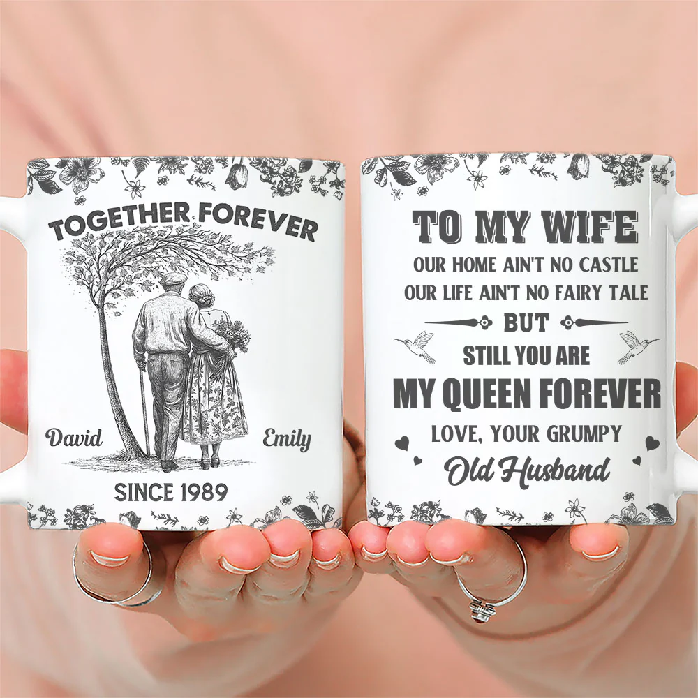 To My Queen Blue Toile - Personalized Custom Coffee Mug - Image 2