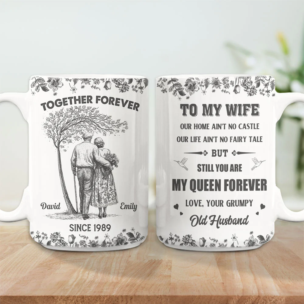 To My Queen Blue Toile - Personalized Custom Coffee Mug - Image 5