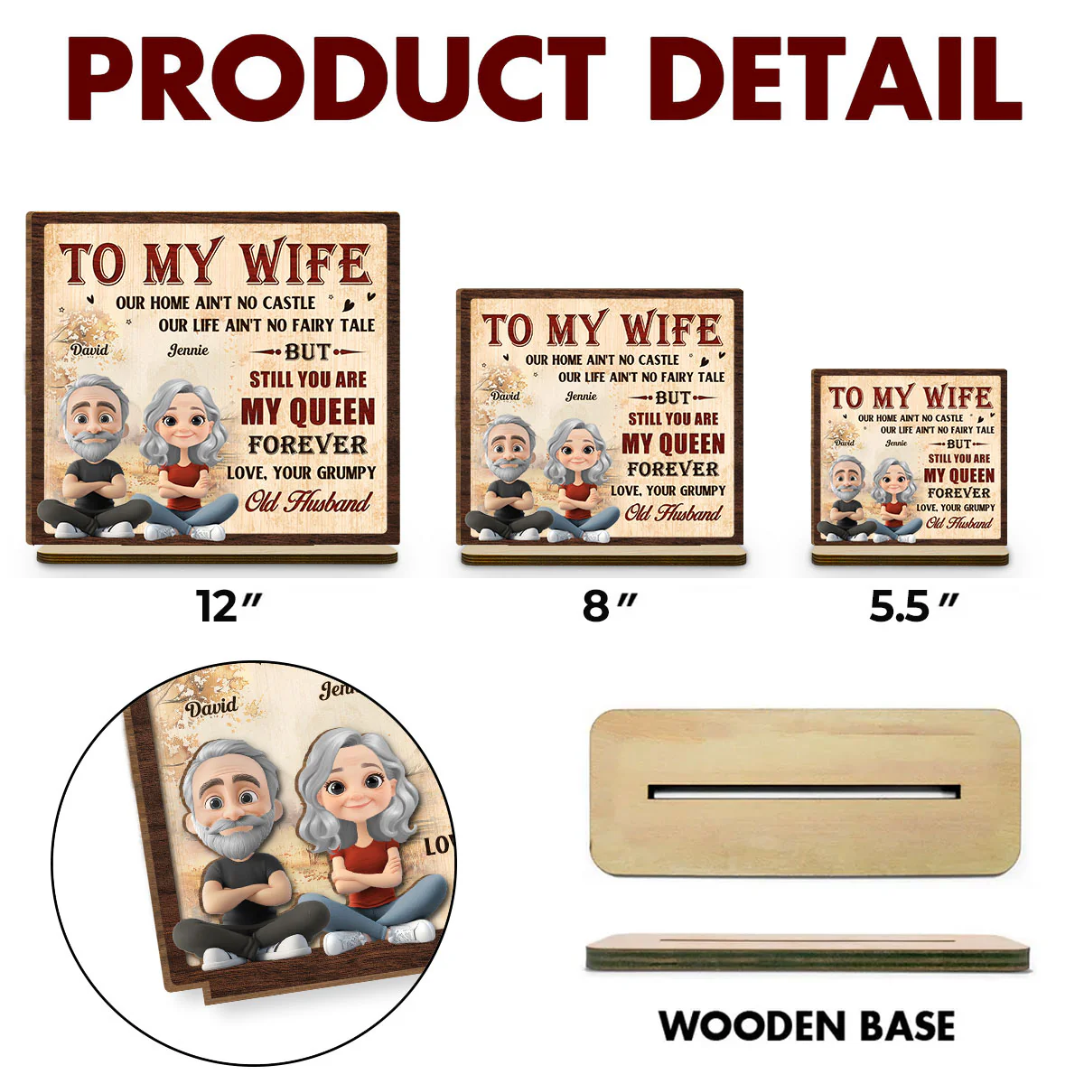 To My Queen - Personalized Custom 2-Layer Wood Plaque With Flat Base - Image 6
