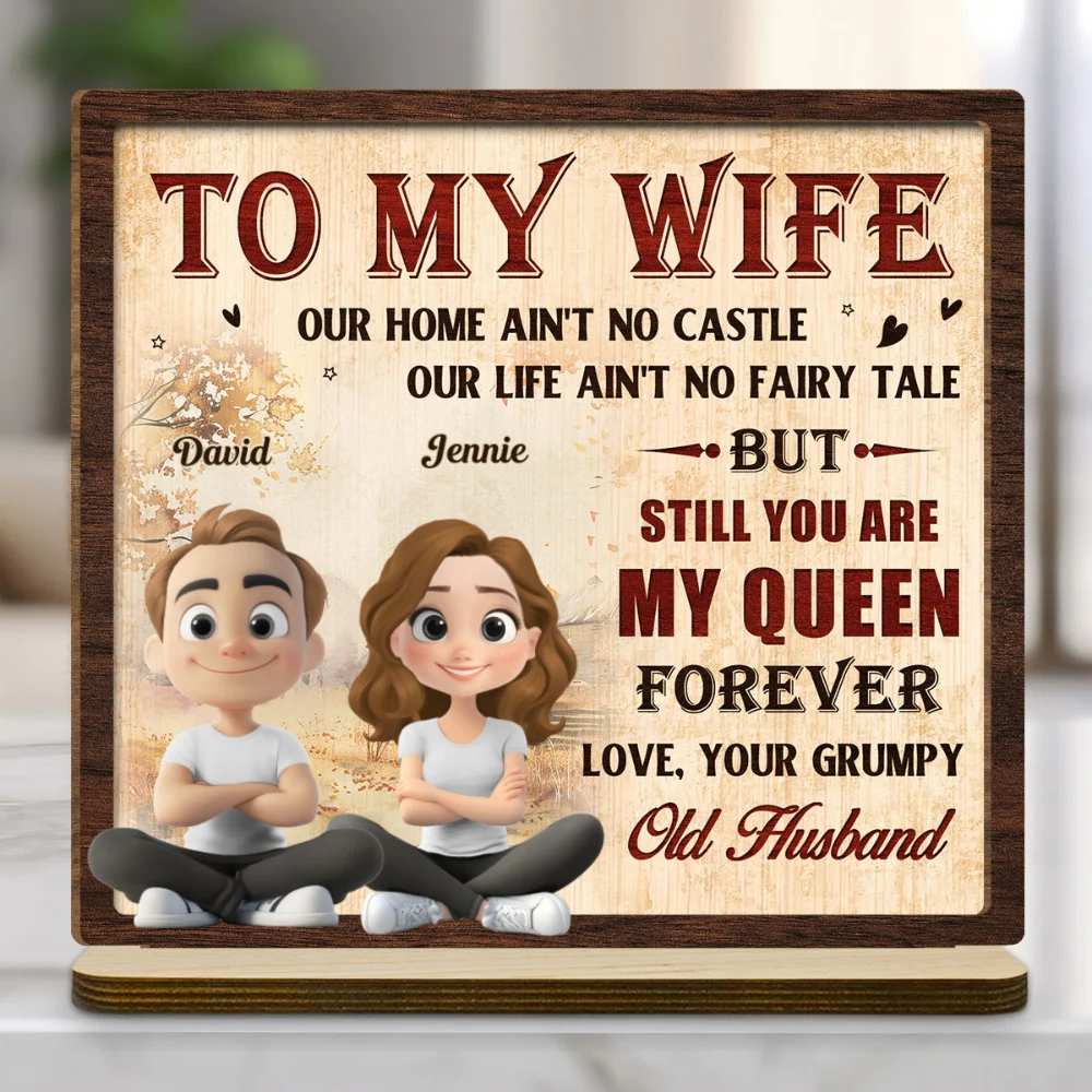 To My Queen - Personalized Custom 2-Layer Wood Plaque With Flat Base - Image 7