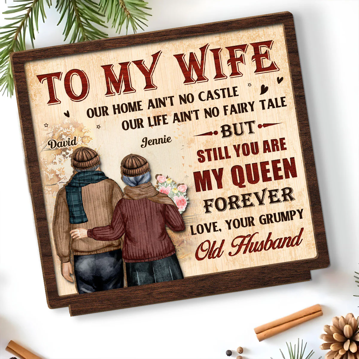 To My Queen - Personalized Custom 2-Layer Wood Plaque With Flat Base - Image 5