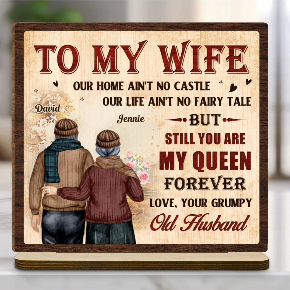 To My Queen - Personalized Custom 2-Layer Wood Plaque With Flat Base - Image 7