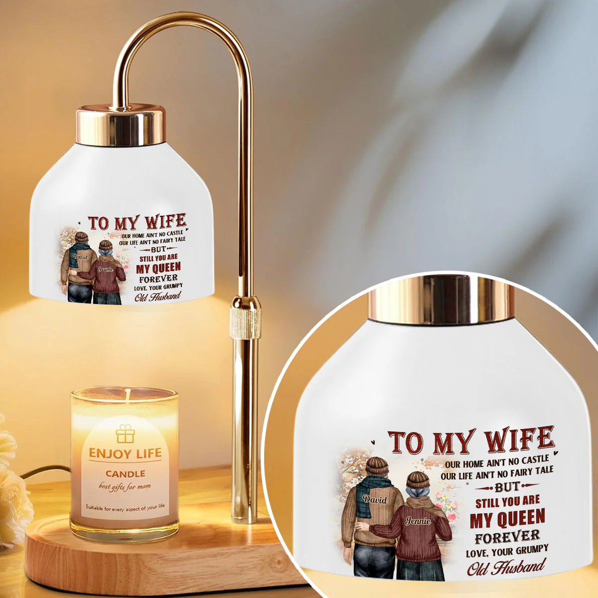 To My Queen - Personalized Custom Candle Warmer Lamp