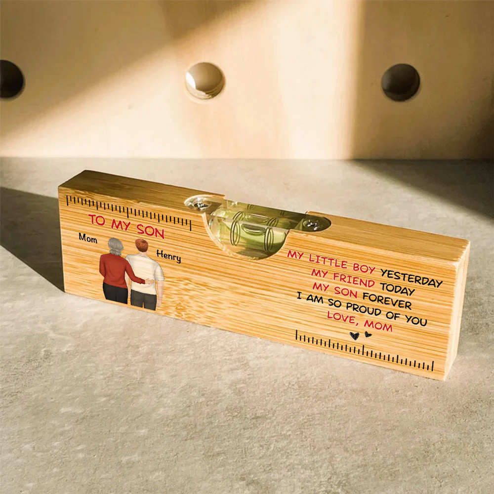 To My Son Forever - Personalized Custom Wooden Spirit Level Bottle Opener - Image 3