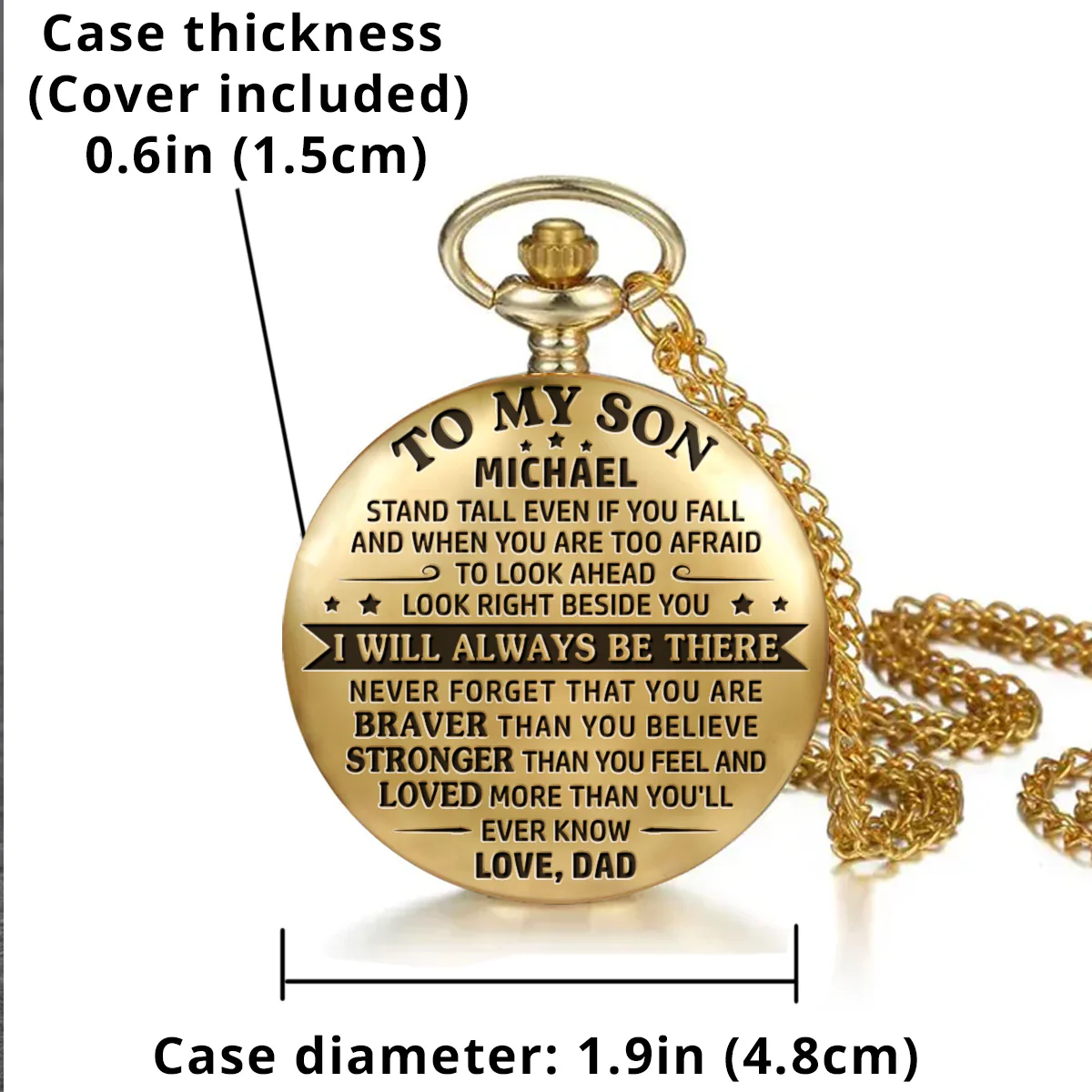 To My Son - I Will Always Be There - Personalized Custom Pocket Watch - Image 5