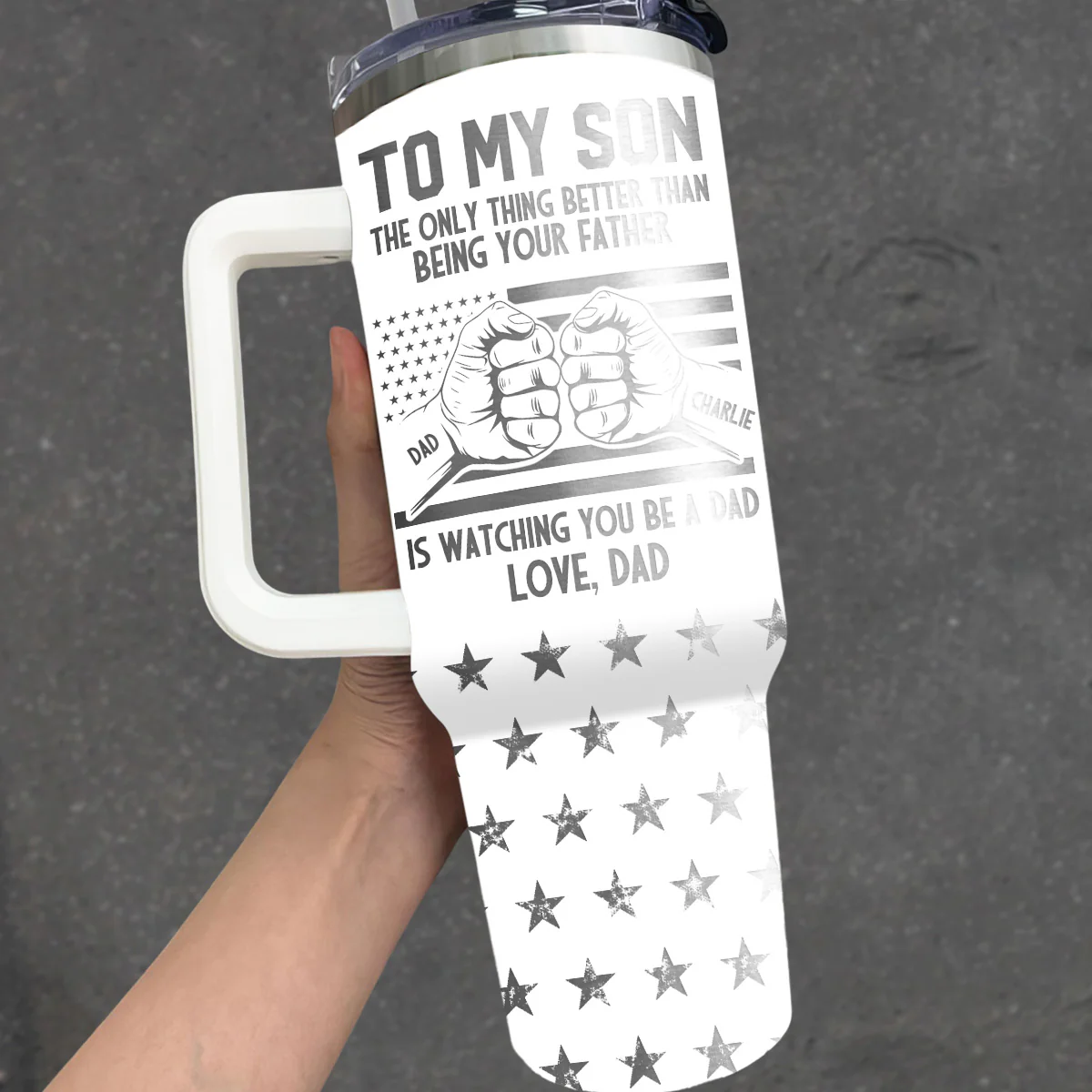 To My Son - Personalized Custom Engraved 40oz Tumbler With Handle - Image 4