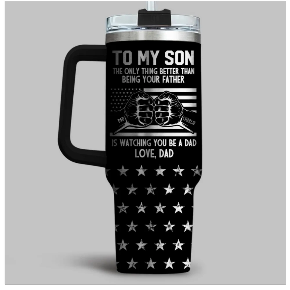To My Son - Personalized Custom Engraved 40oz Tumbler With Handle - Image 7