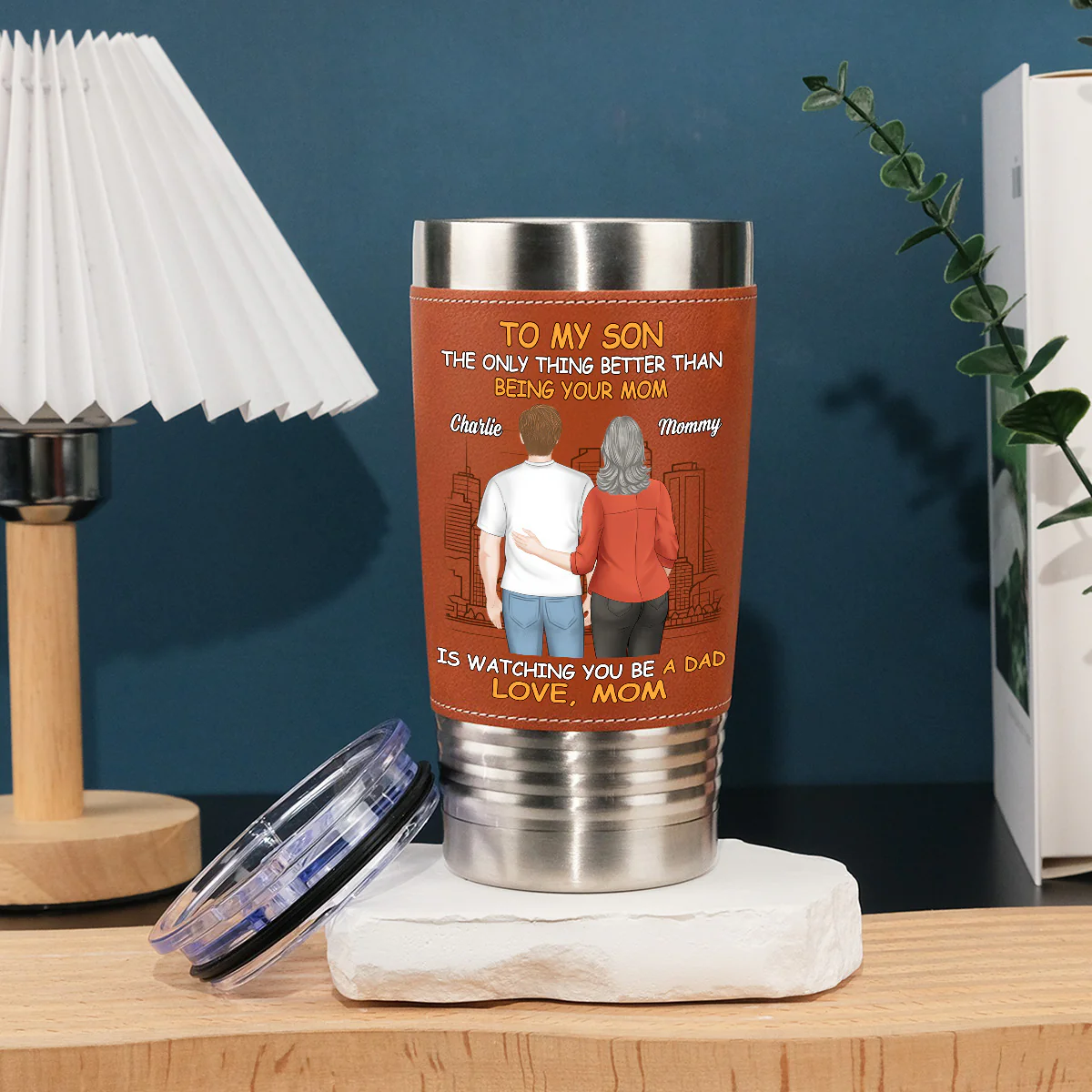 To My Son - Personalized Custom Leather Tumbler - Image 3
