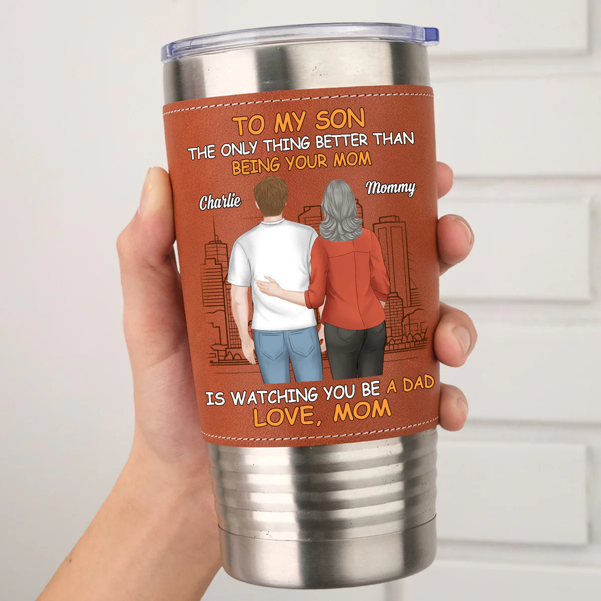 To My Son - Personalized Custom Leather Tumbler - Image 5