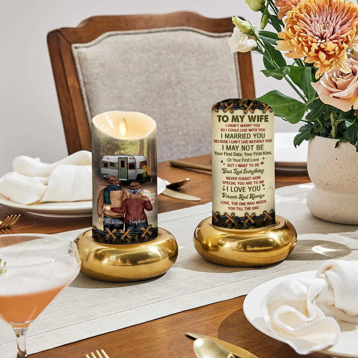 To My Wife I Cannot Live Without You - Personalized Custom LED Candle - Image 4