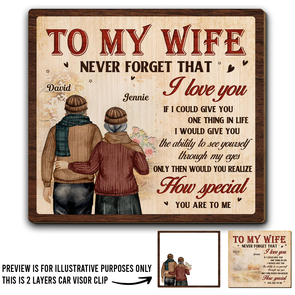 To My Wife - Personalized Custom Car Visor Clip - Image 4