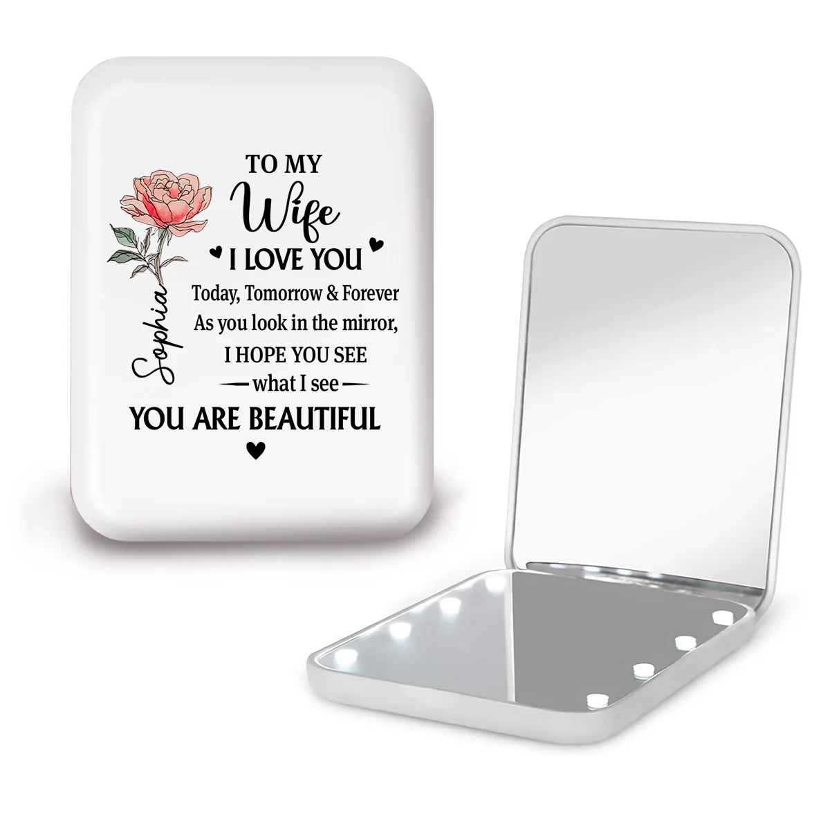 To My Wife - Personalized Custom LED Pocket Mirror