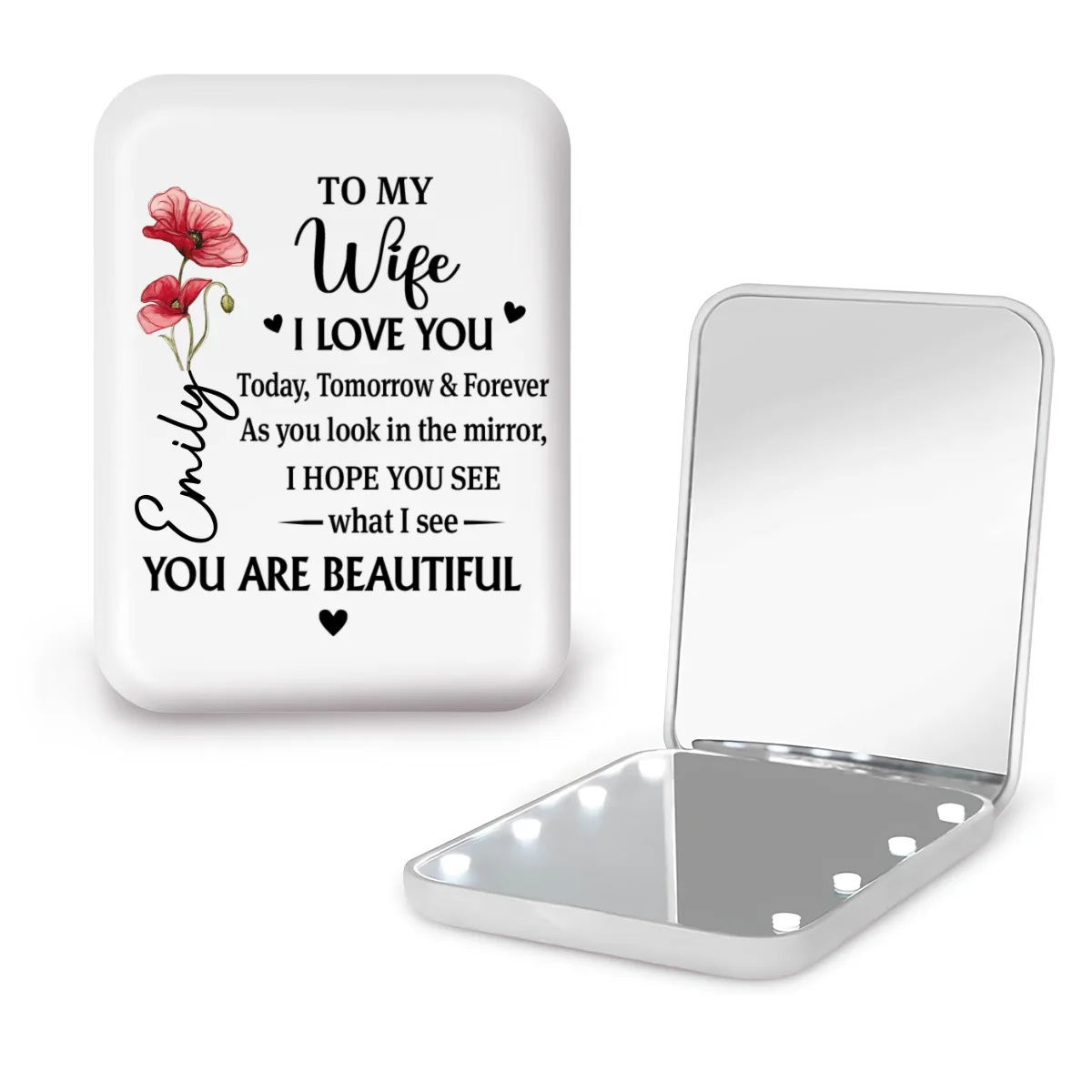 To My Wife - Personalized Custom LED Pocket Mirror - Image 10