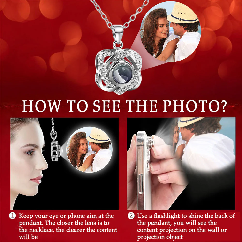 To My Wife - Personalized Custom Preserved Rose With Projection Necklace - Image 5