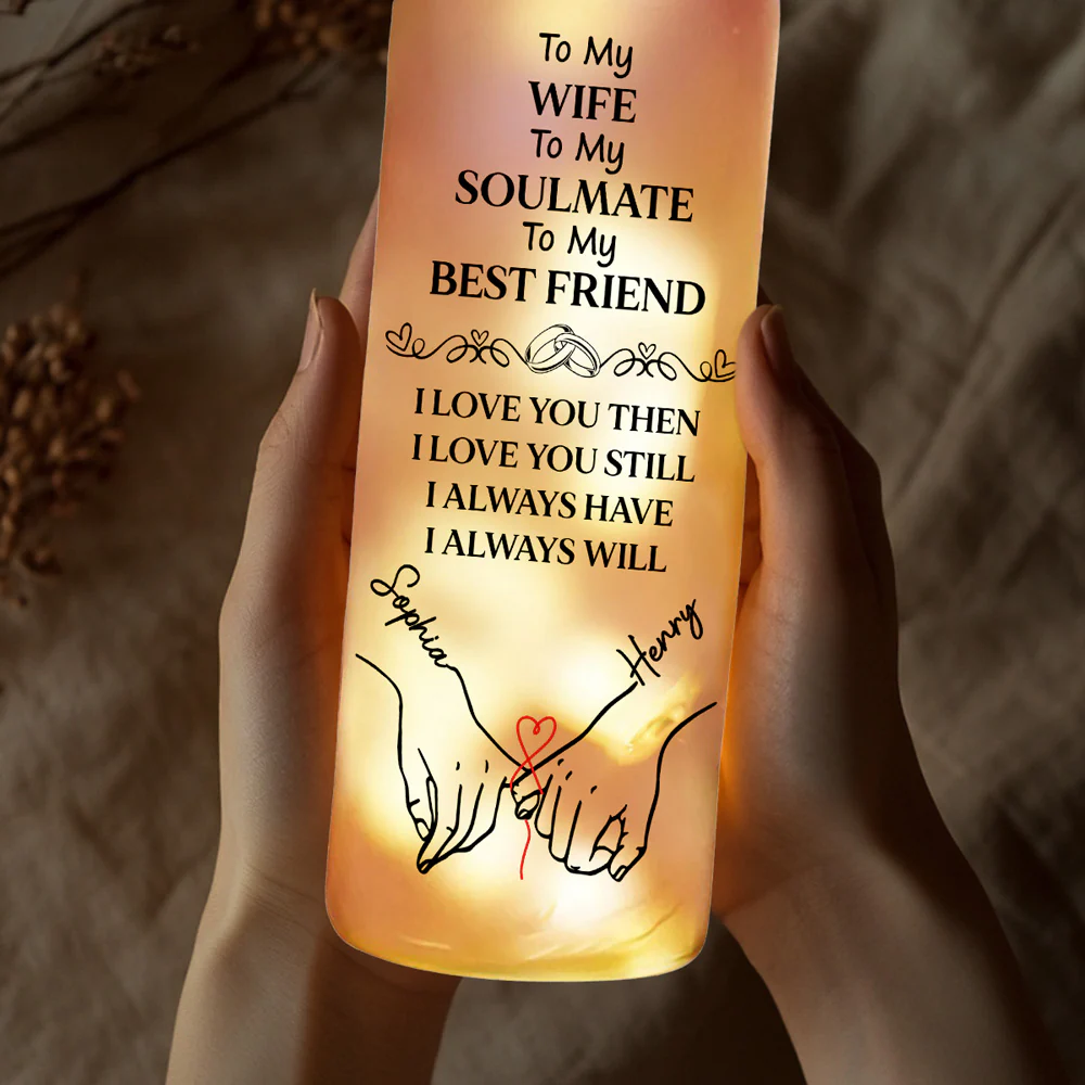 To My Wife Soulmate Best Friend - Personalized Custom Bottle Lamp - Image 3