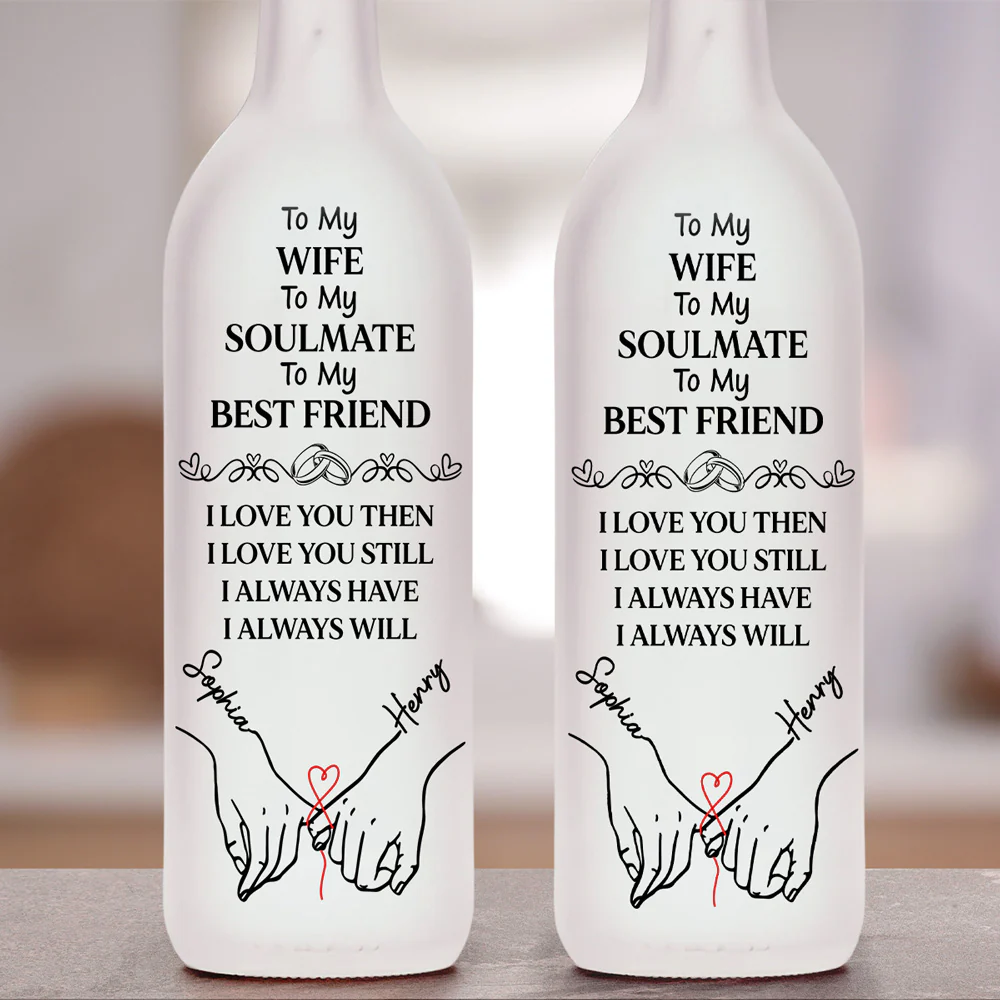 To My Wife Soulmate Best Friend - Personalized Custom Bottle Lamp - Image 4