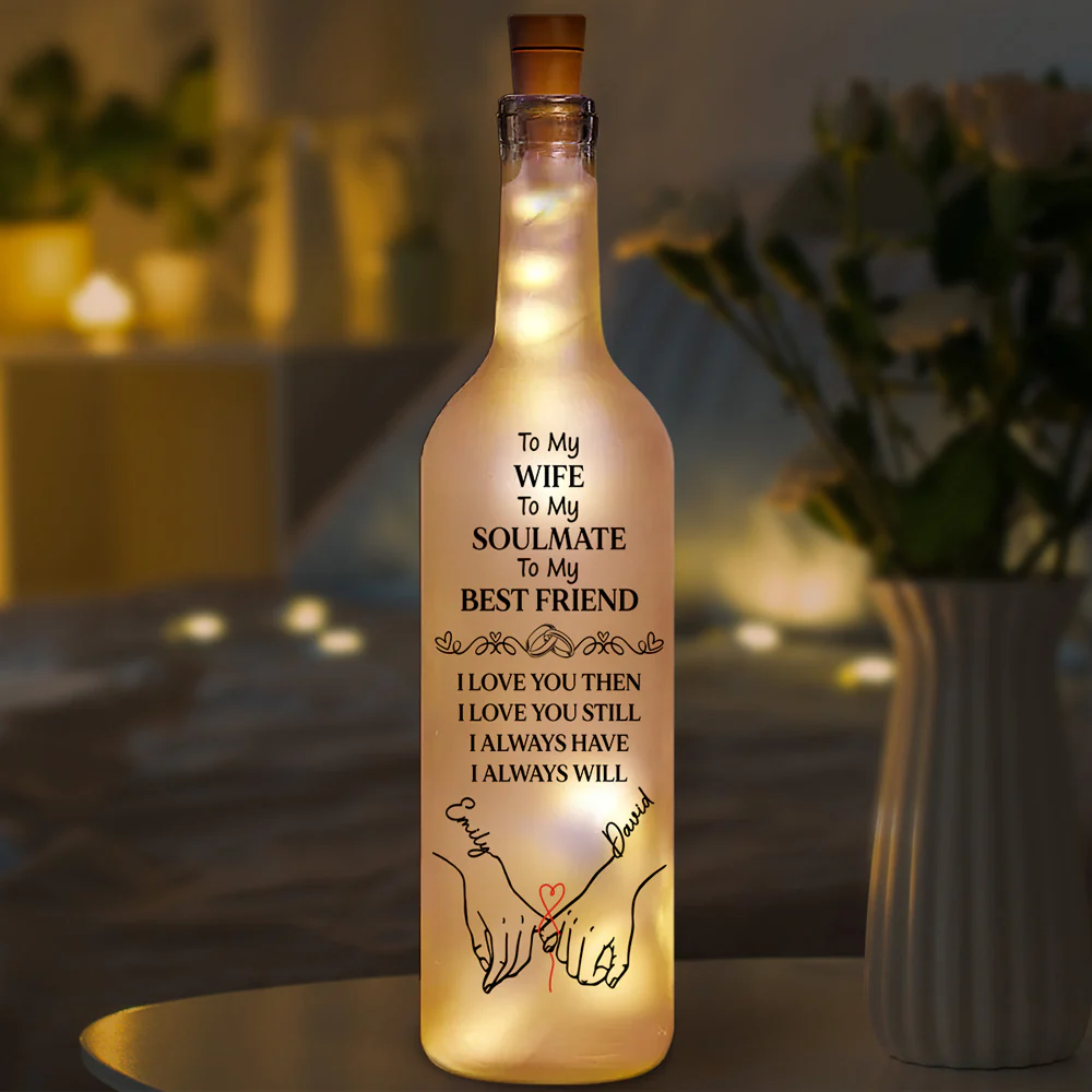 To My Wife Soulmate Best Friend - Personalized Custom Bottle Lamp - Image 5