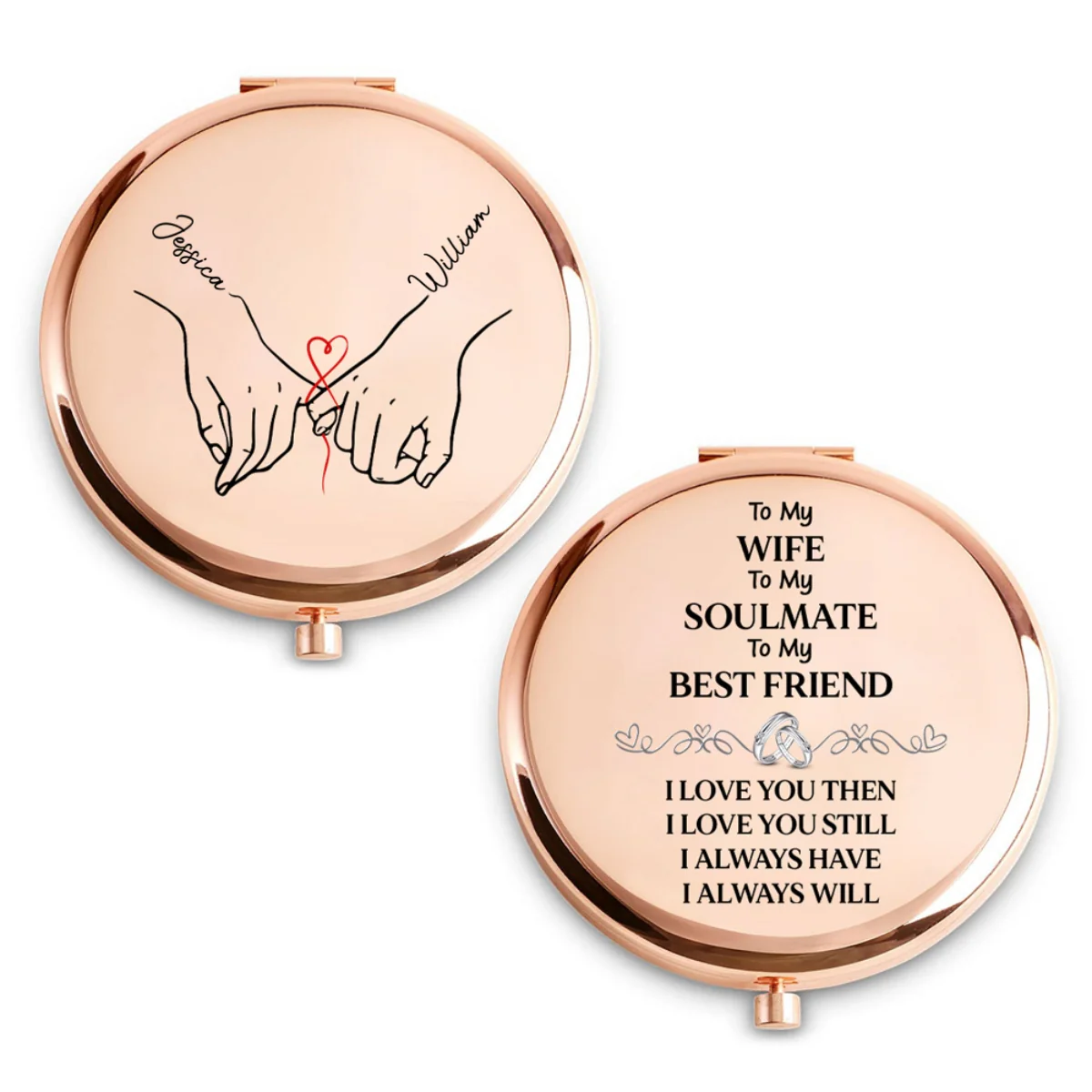 To My Wife Soulmate Best Friend - Personalized Custom Compact Mirror - Image 6