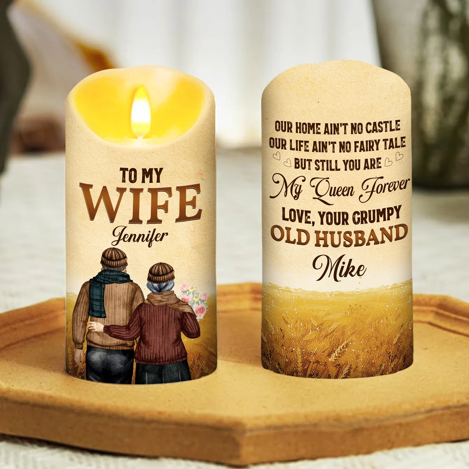 To My Wife You Are My Queen Forever - Personalized Custom LED Candle - Image 2
