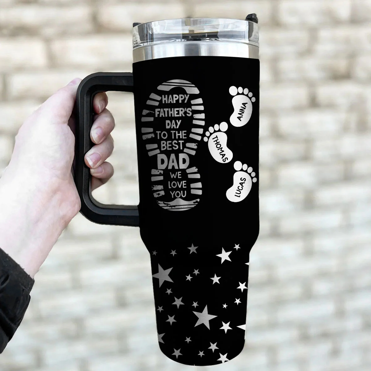 To The Best Dad - Personalized Custom Engraved 40oz Tumbler With Handle - Image 5