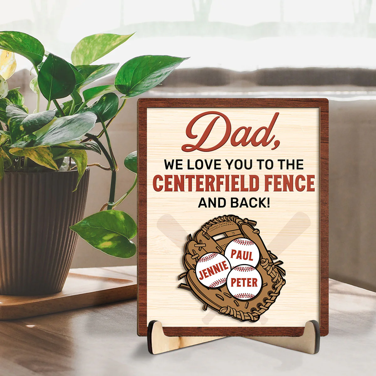 To The Centerfield And Back - Personalized Custom Wooden Plaque - Image 3