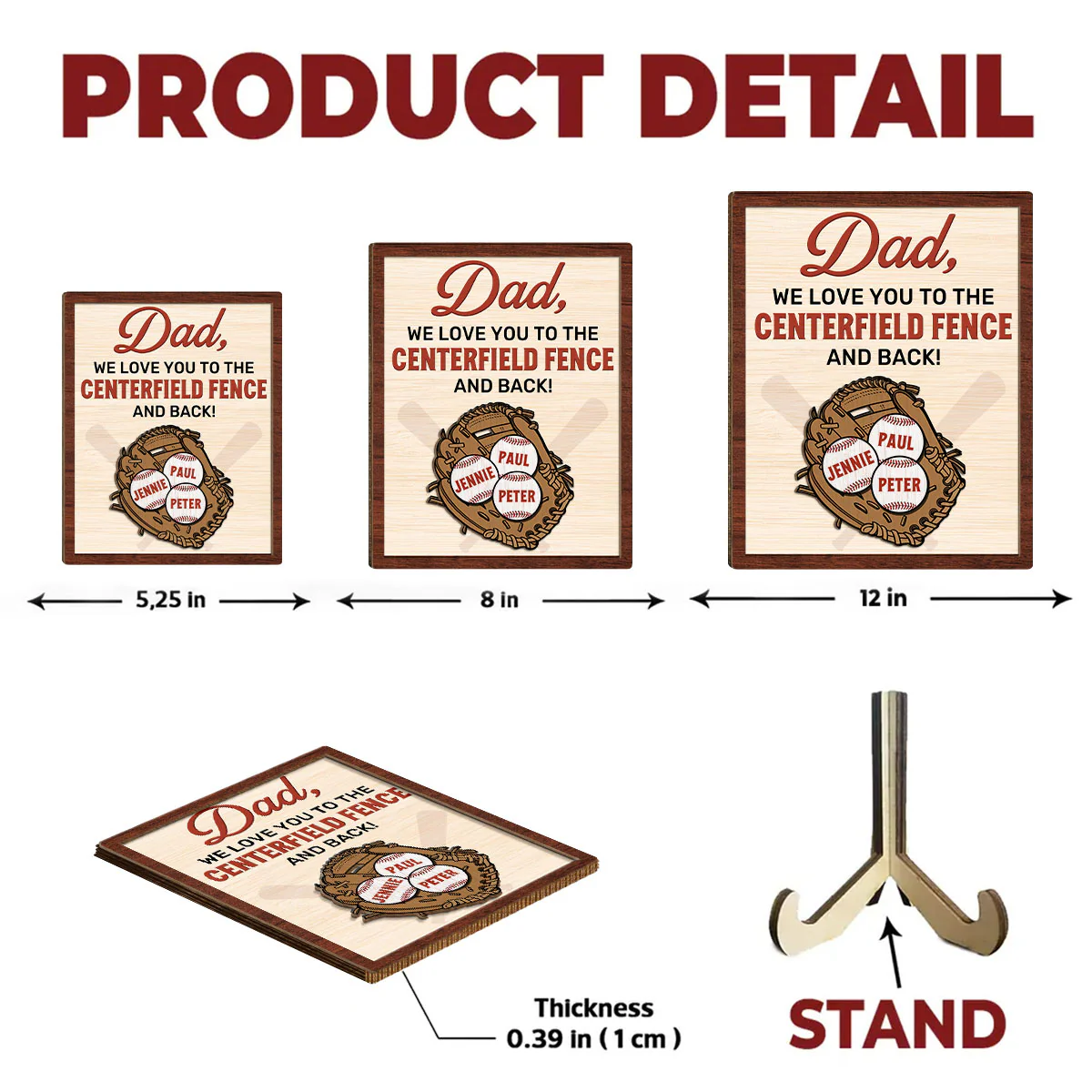 To The Centerfield And Back - Personalized Custom Wooden Plaque - Image 5