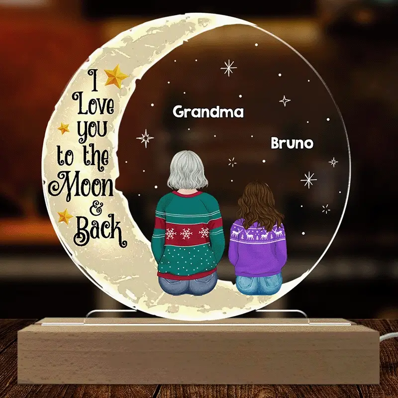 To The Moon And Back - Personalized Custom Acrylic Night Light - Image 2