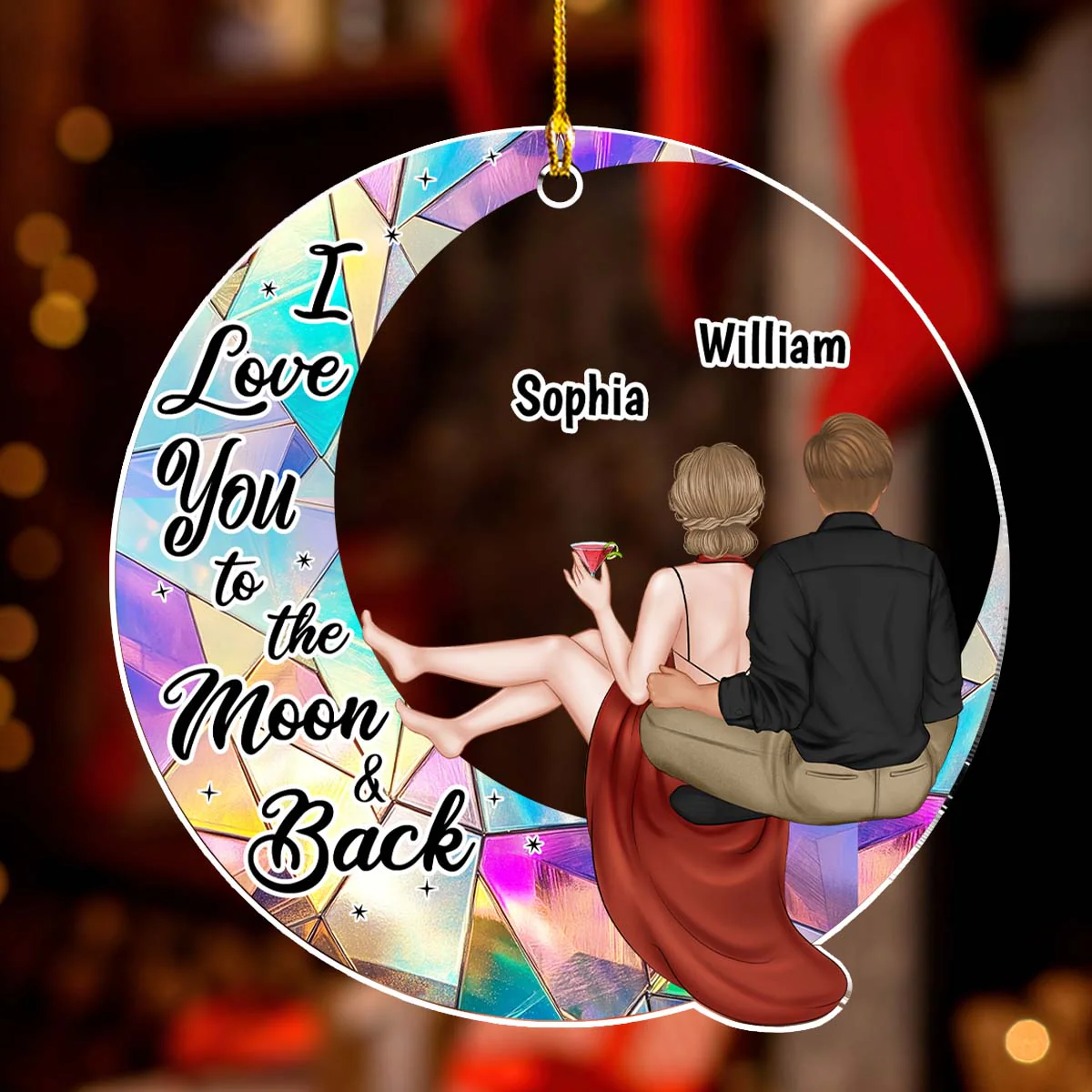 To The Moon And Back - Personalized Custom Acrylic Ornament - Image 3