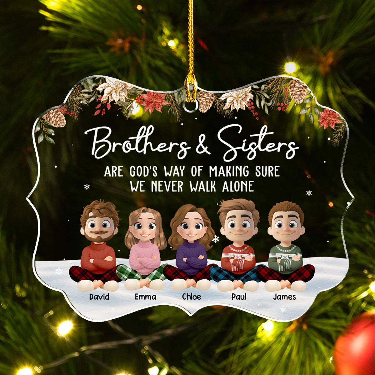 Together Always Brothers and Sisters - Personalized Custom Acrylic Ornament - Image 3