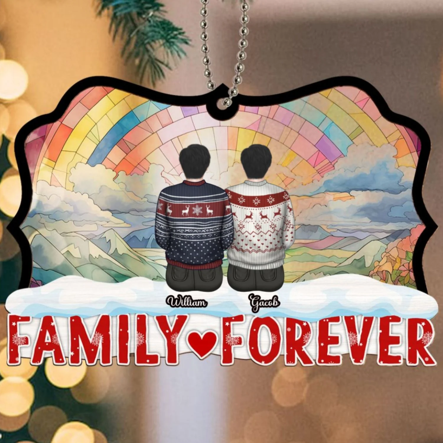 Together For A Lifetime - Personalized Custom Suncatcher Ornament - Image 6