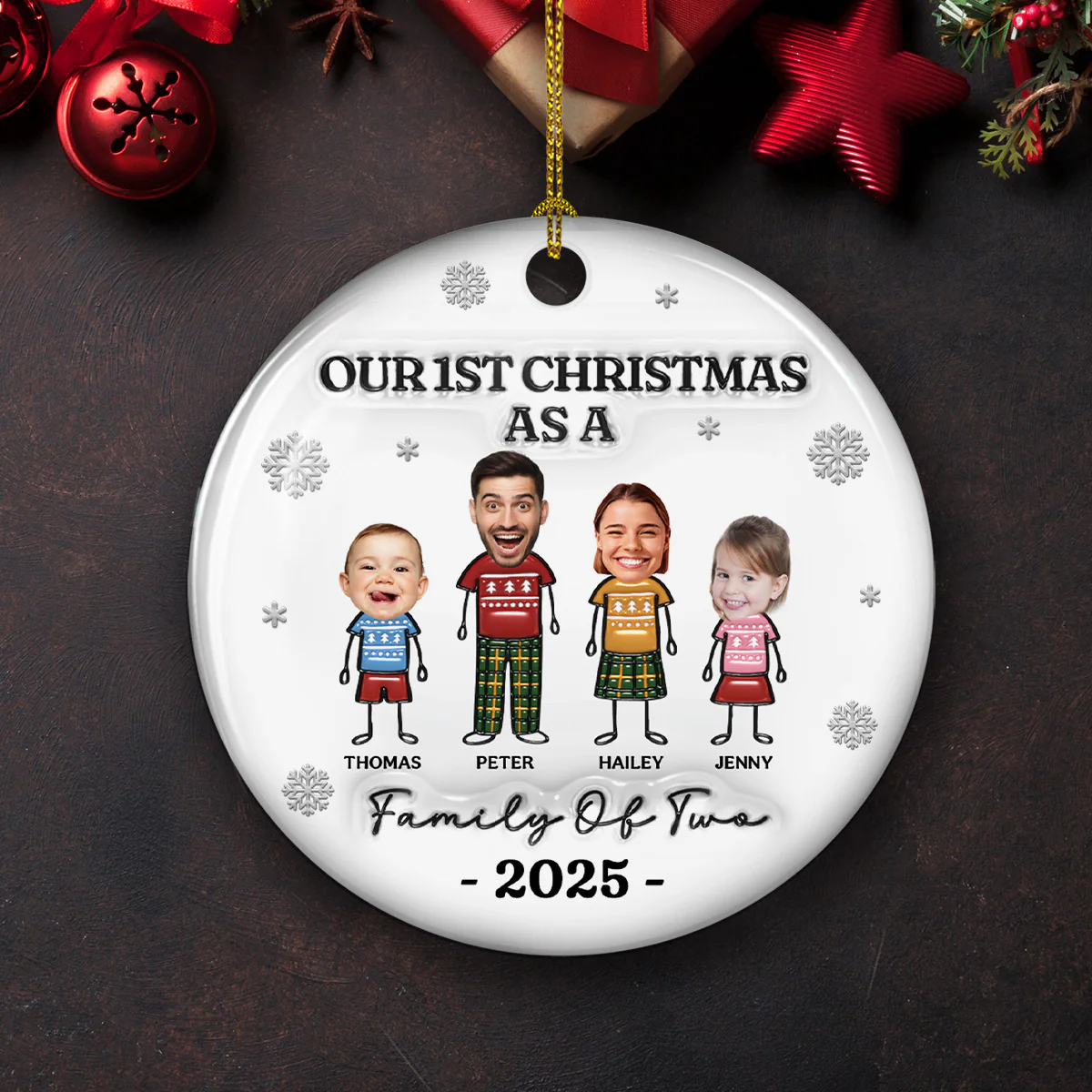 Together For The Holidays - Personalized Custom 3D Inflated Effect Ceramic Ornament - Image 3