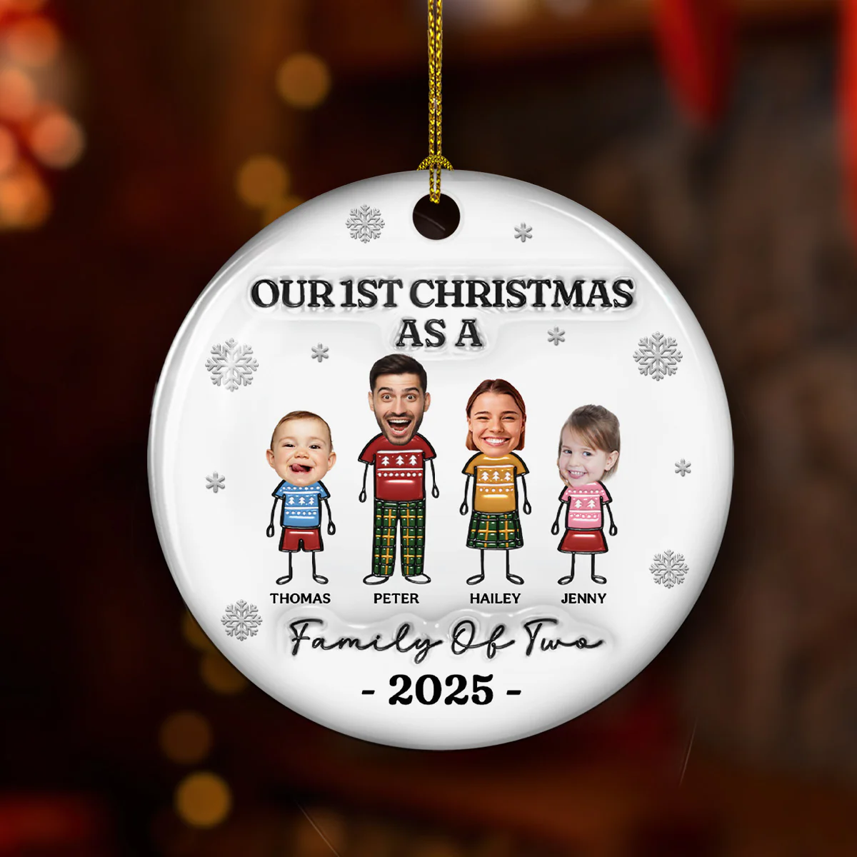Together For The Holidays - Personalized Custom 3D Inflated Effect Ceramic Ornament - Image 5