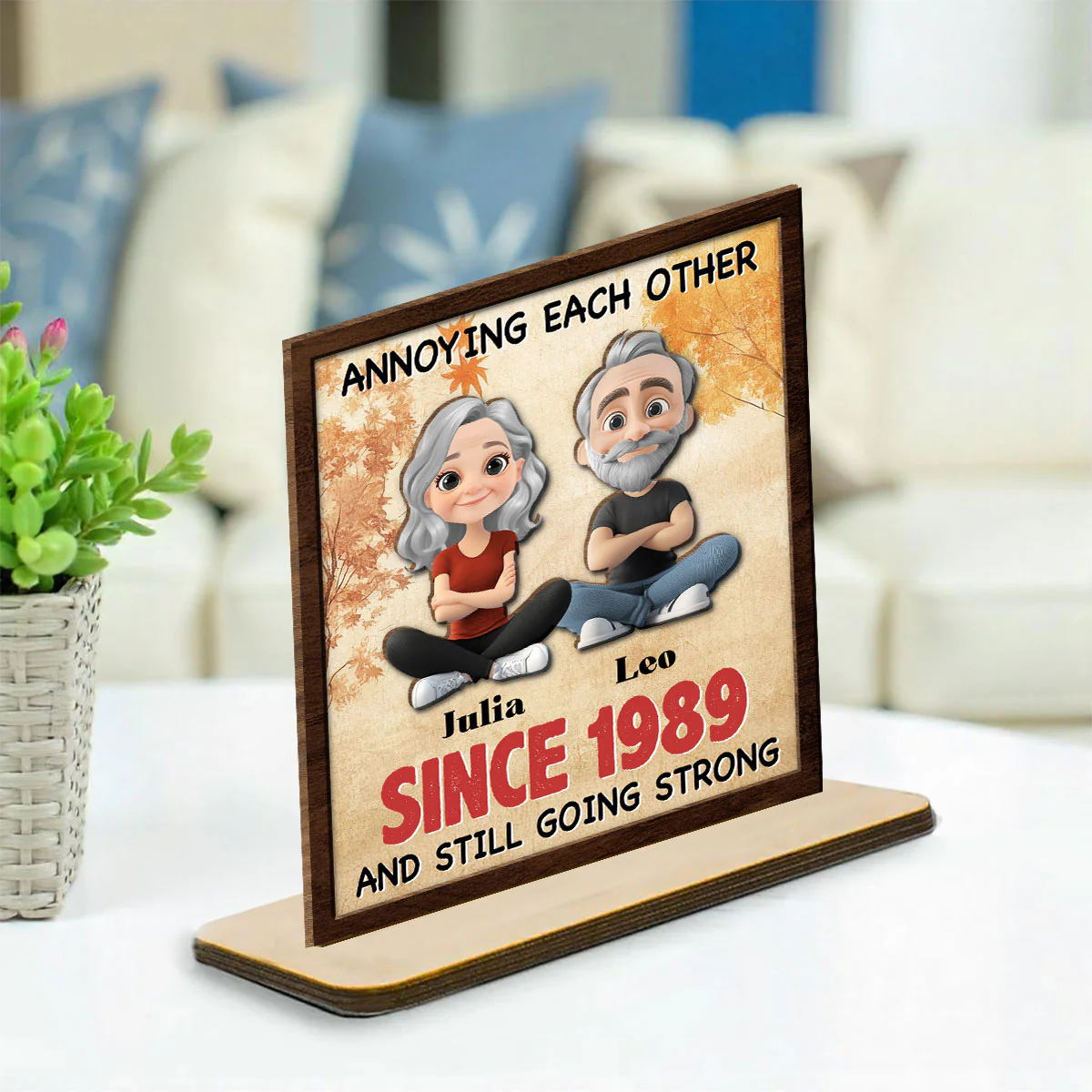Together Forever - Personalized Custom 2-Layer Wood Plaque With Flat Base - Image 2