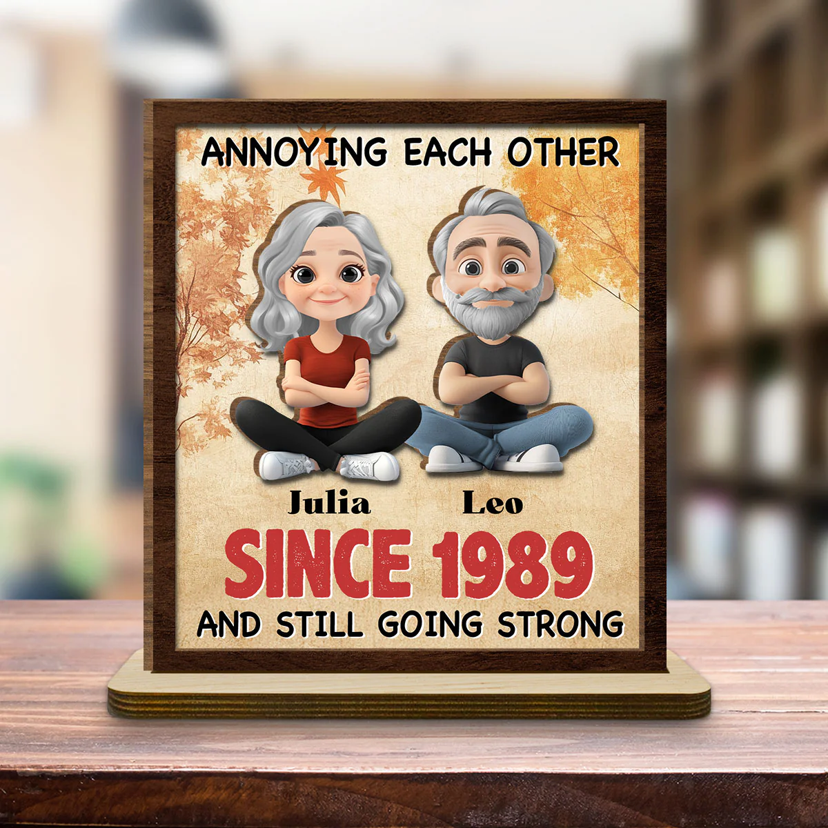Together Forever - Personalized Custom 2-Layer Wood Plaque With Flat Base - Image 3