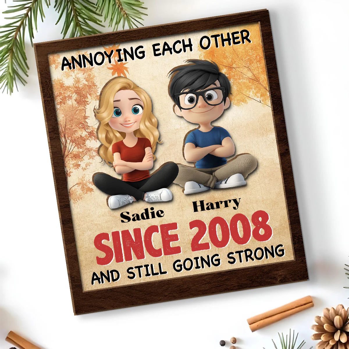 Together Forever - Personalized Custom 2-Layer Wood Plaque With Flat Base - Image 4