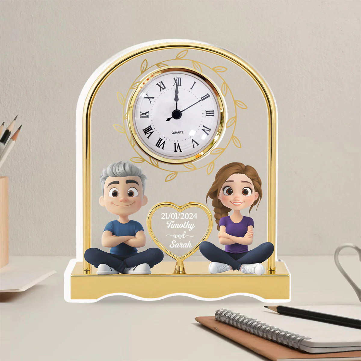 Together Forever - Personalized Custom Acrylic Desk Clock Plaque - Image 3