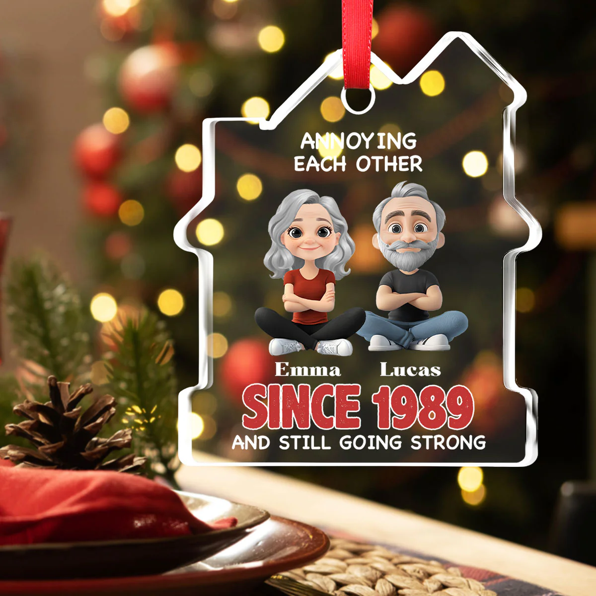 Together Forever - Personalized Custom House Shaped Glass Ornament - Image 2