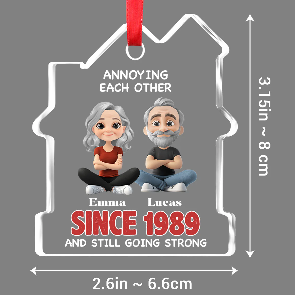 Together Forever - Personalized Custom House Shaped Glass Ornament - Image 5