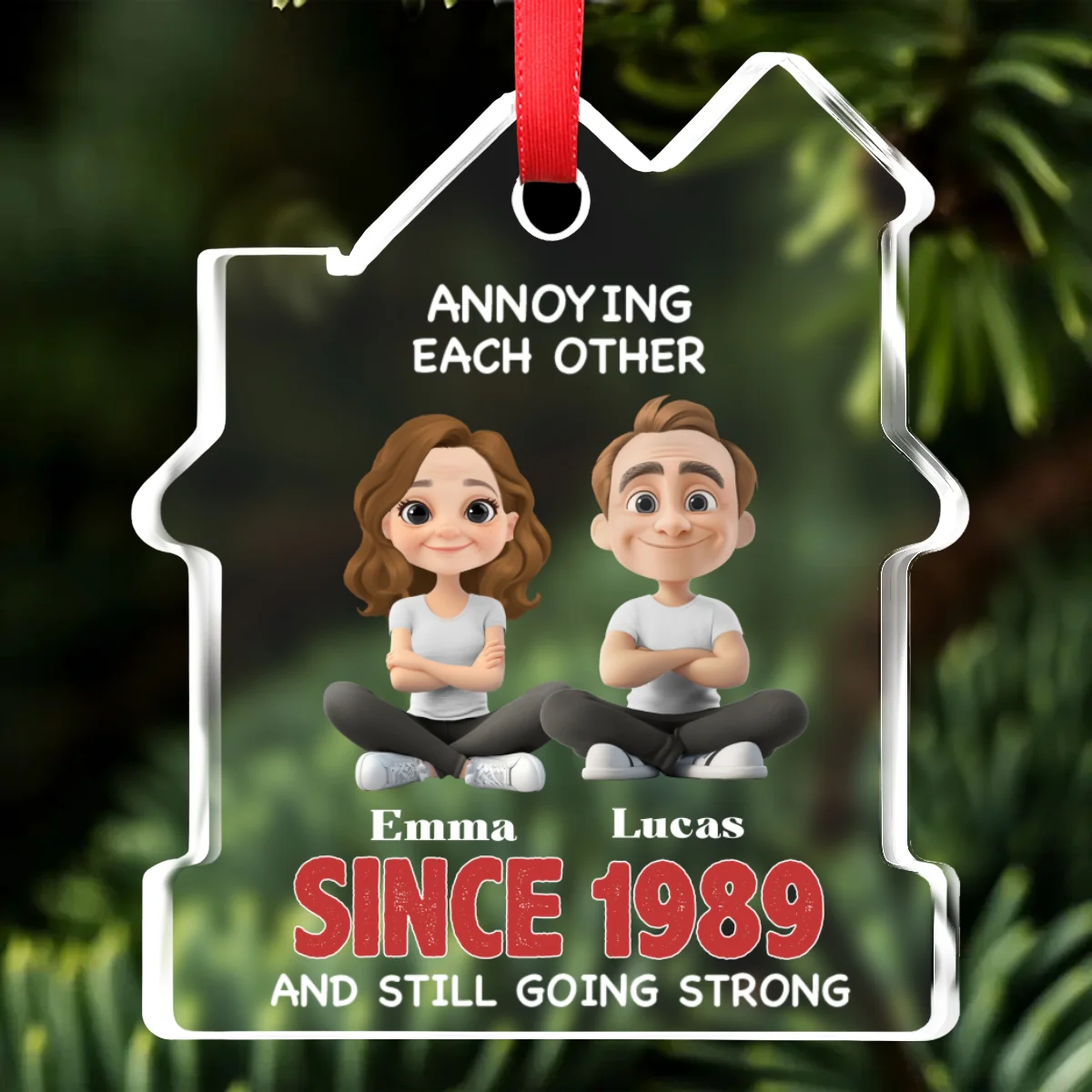 Together Forever - Personalized Custom House Shaped Glass Ornament - Image 6