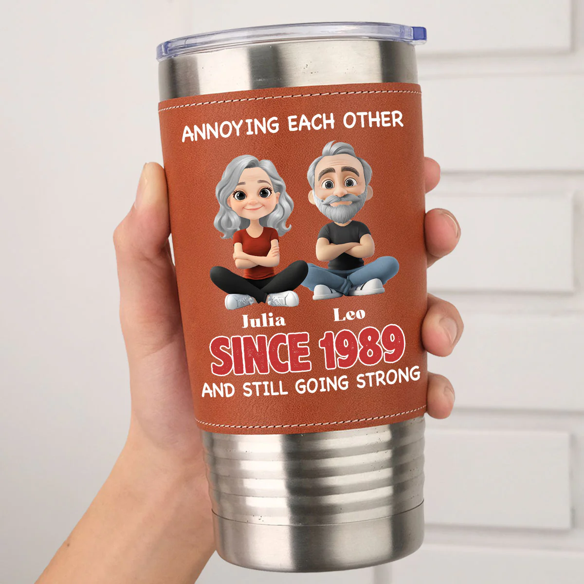 Together Forever - Personalized Custom Leather Tumbler - Image 5