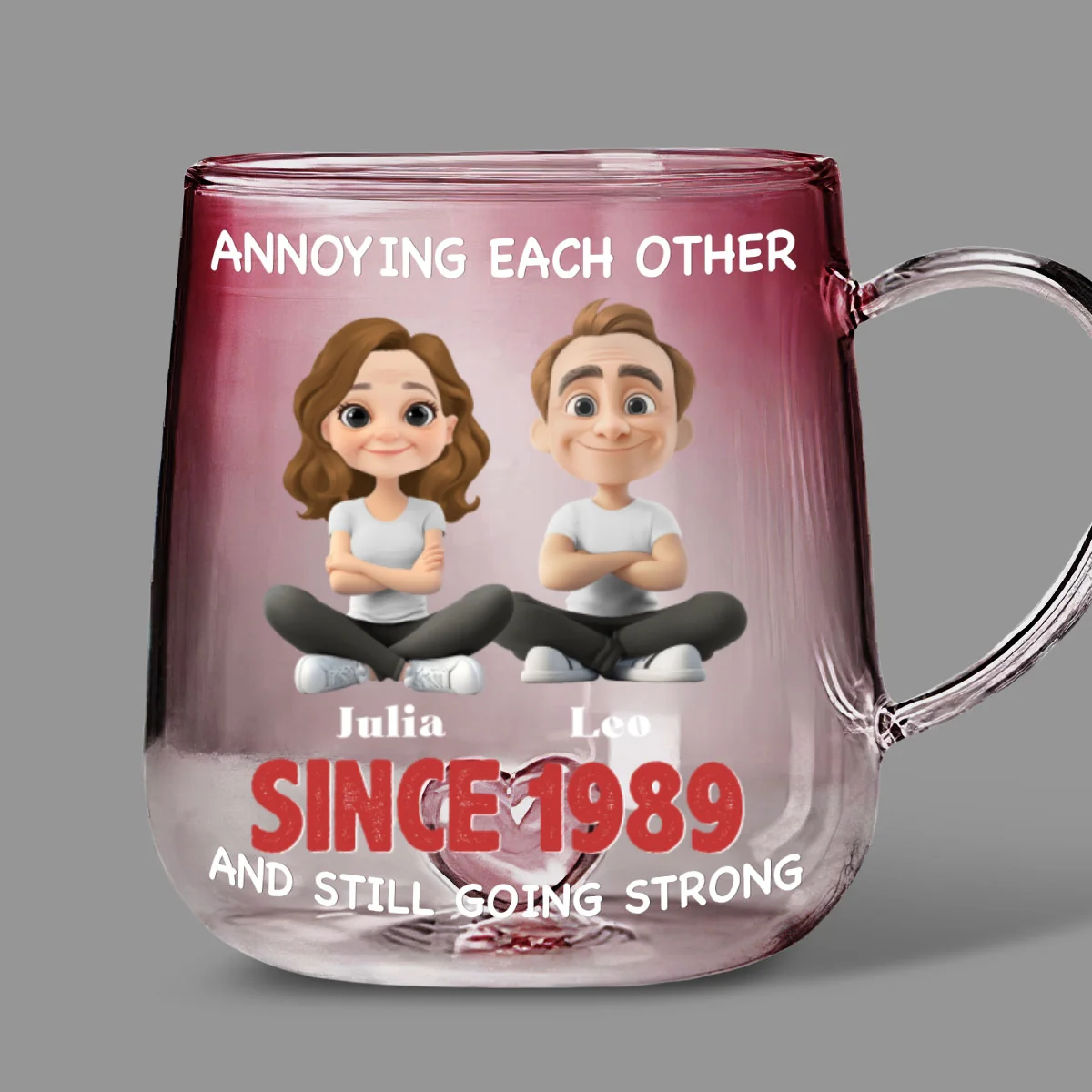 Together Forever - Personalized Custom Pink Gradient Glass Mug - Image 5