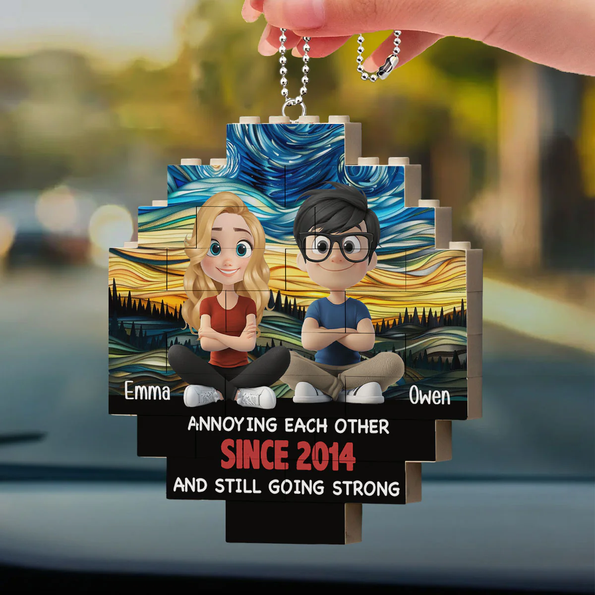 Together Forever - Personalized Custom Puzzle Car Ornament - Image 2