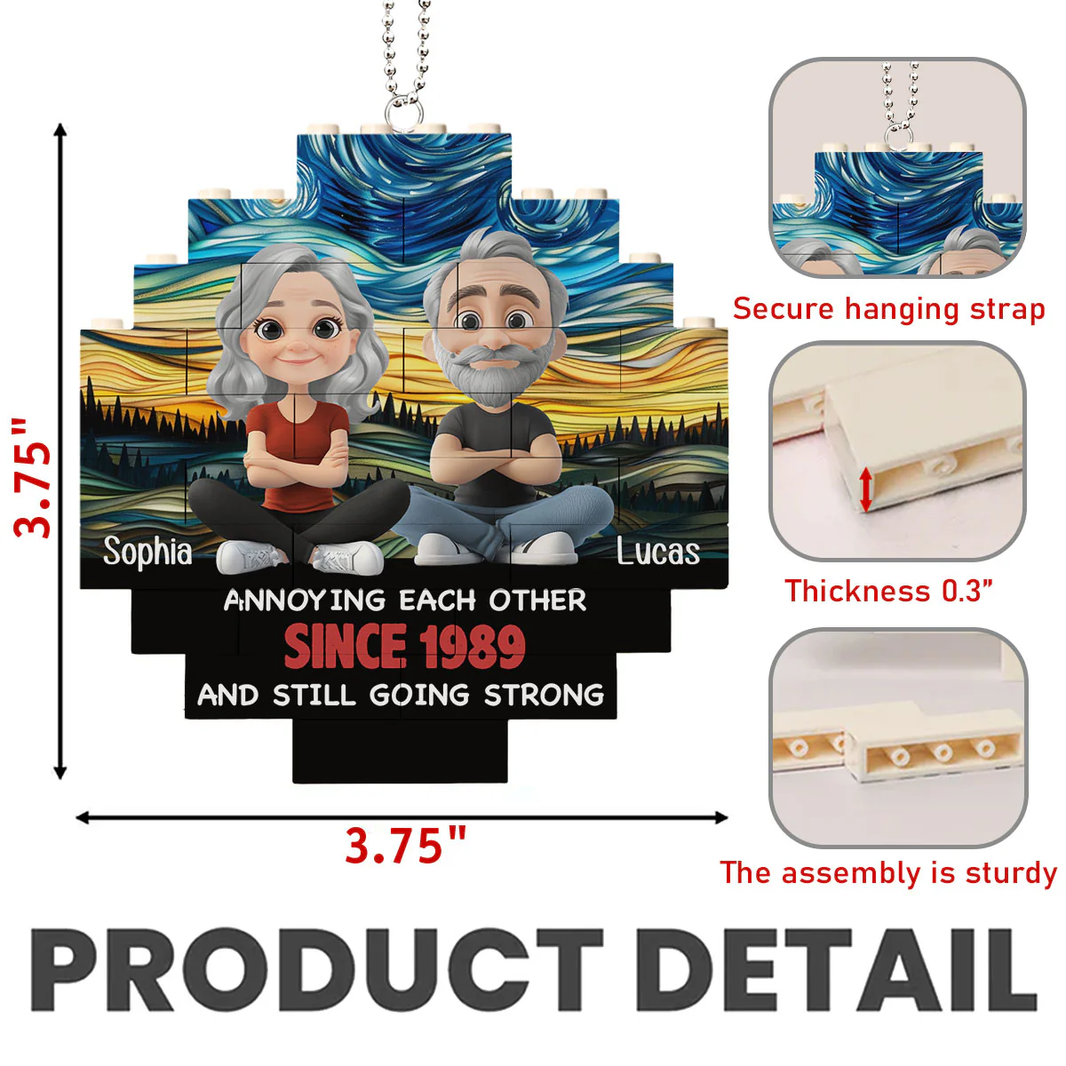 Together Forever - Personalized Custom Puzzle Car Ornament - Image 5
